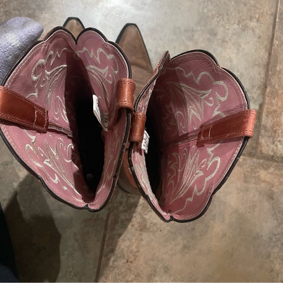 Ariat Women’s 9.5B Brown Rose Coral Leather Pointed Toe Pull On Cowgirl Boots - Picture 9 of 15